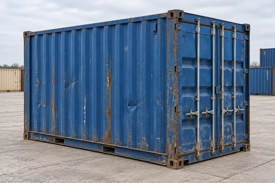 Container 10 pés Standard · Usado · última viagem · Azul. Imagem para esta configuração. O fornecedor confirmará a unidade, o seu estado real e o equipamento.