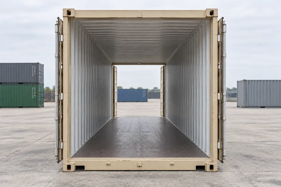 Container 20 voet Dubbele deur · Gebruikt · zeer goede staat · Beige. Afbeelding van deze configuratie. De leverancier bevestigt het exemplaar, de werkelijke staat en de uitrusting.