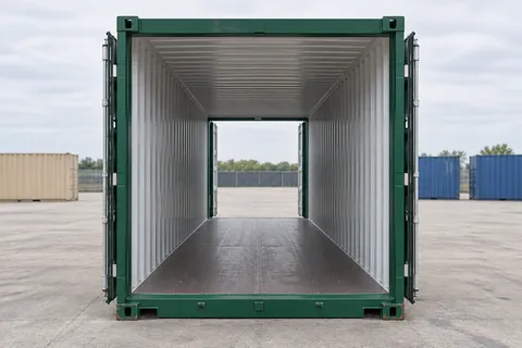Container 20 pieds Double porte · Occasion · très bon état · Vert. Visuel pour cette configuration. Le fournisseur confirmera l’exemplaire, son état réel et ses équipements.