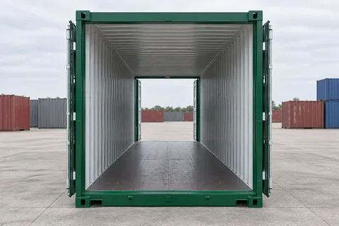 Container 20 pieds Double porte · Neuf · premier voyage · Vert. Visuel pour cette configuration. Le fournisseur confirmera l’exemplaire, son état réel et ses équipements.