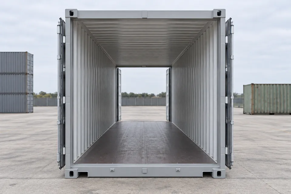 Container 20 pieds Double porte · Neuf · premier voyage · Gris. Visuel pour cette configuration. Le fournisseur confirmera l’exemplaire, son état réel et ses équipements.
