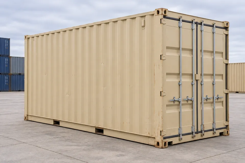 Container 20 voet High Cube · Gebruikt · zeer goede staat · Beige. Afbeelding van deze configuratie. De leverancier bevestigt het exemplaar, de werkelijke staat en de uitrusting.