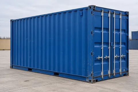 Container 20 pieds High Cube · Occasion · très bon état · Bleu. Visuel pour cette configuration. Le fournisseur confirmera l’exemplaire, son état réel et ses équipements.
