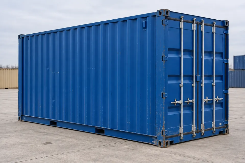 Container 20 voet High Cube · Gebruikt · zeer goede staat · Blauw. Afbeelding van deze configuratie. De leverancier bevestigt het exemplaar, de werkelijke staat en de uitrusting.