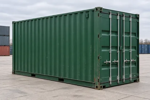 Container 20 pieds High Cube · Occasion · très bon état · Vert. Visuel pour cette configuration. Le fournisseur confirmera l’exemplaire, son état réel et ses équipements.