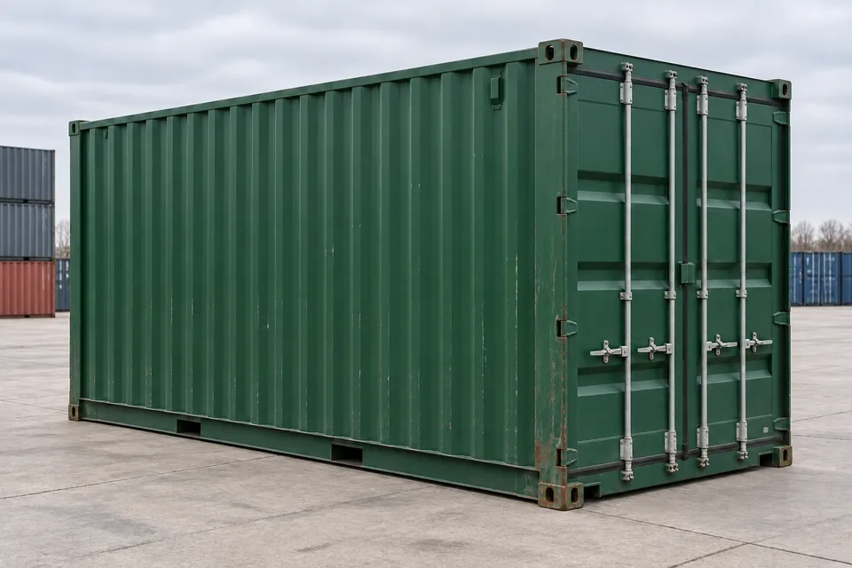 Container 20 voet High Cube · Gebruikt · zeer goede staat · Groen. Afbeelding van deze configuratie. De leverancier bevestigt het exemplaar, de werkelijke staat en de uitrusting.