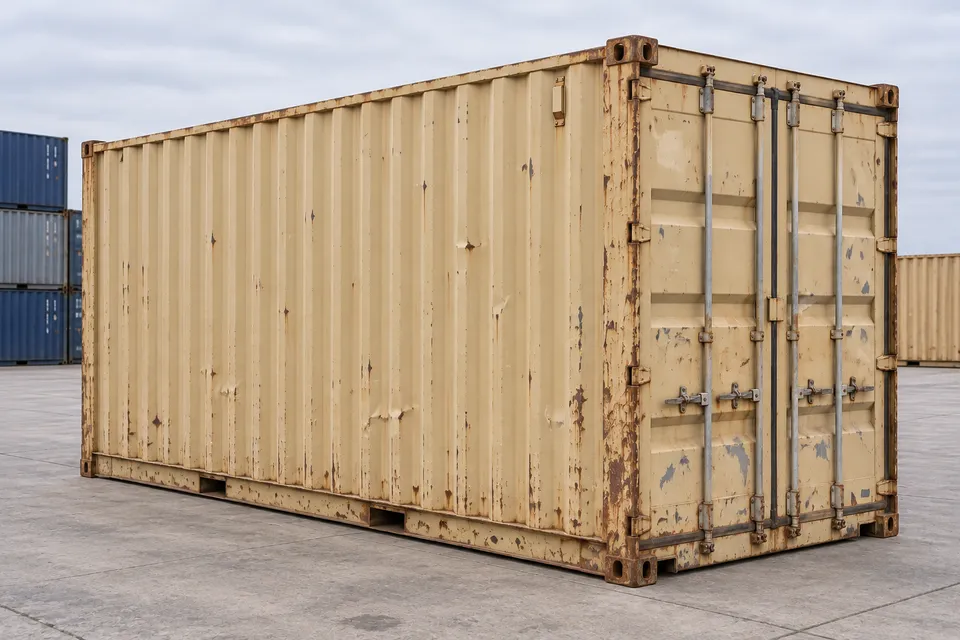 Container 20 pieds High Cube · Occasion · dernier voyage · Beige. Visuel pour cette configuration. Le fournisseur confirmera l’exemplaire, son état réel et ses équipements.
