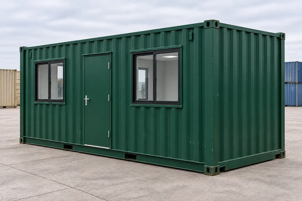 Container 20 pieds Bureau · Occasion · très bon état · Vert. Visuel pour cette configuration. Le fournisseur confirmera l’exemplaire, son état réel et ses équipements.