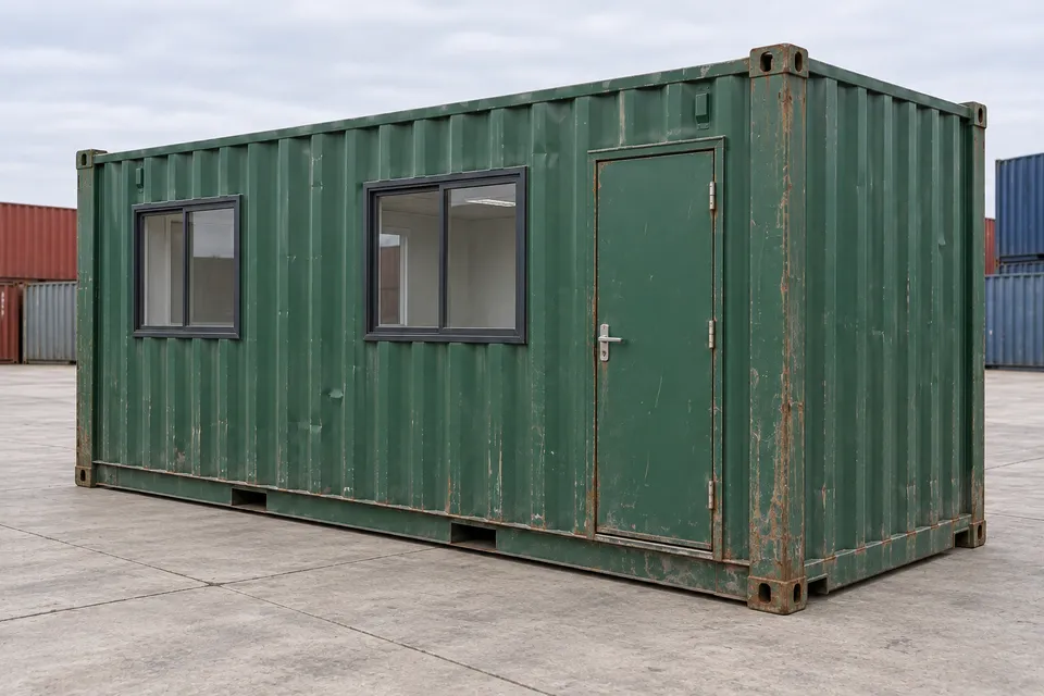 Container 20 pieds Bureau · Occasion · bon état · Vert. Visuel pour cette configuration. Le fournisseur confirmera l’exemplaire, son état réel et ses équipements.