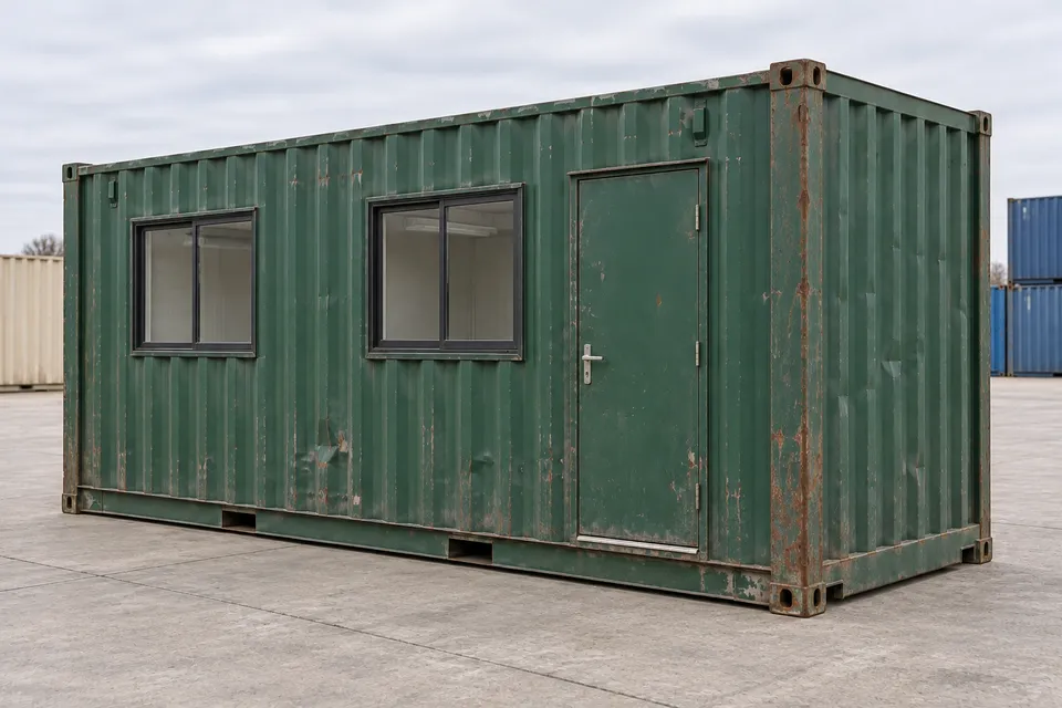Container 20 ft Kontor · Brugt · sidste sørejse · Grøn. Billede af denne konfiguration. Leverandøren bekræfter den faktiske enhed, dens tilstand og udstyr.