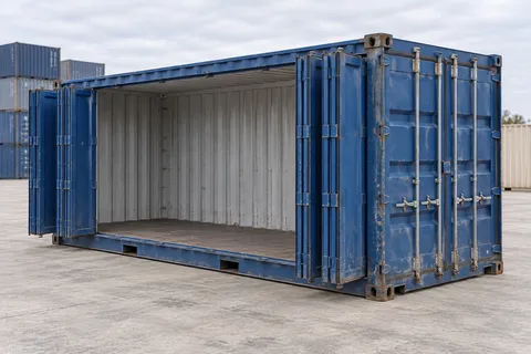 Container 20 pieds Ouverture latérale · Occasion · bon état · Bleu. Visuel pour cette configuration. Le fournisseur confirmera l’exemplaire, son état réel et ses équipements.