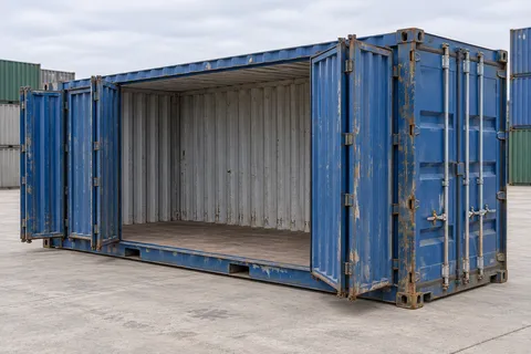 Container 20 pieds Ouverture latérale · Occasion · dernier voyage · Bleu. Visuel pour cette configuration. Le fournisseur confirmera l’exemplaire, son état réel et ses équipements.