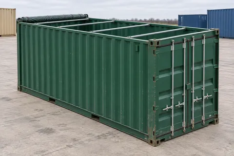Container 20 pieds Open Top · Occasion · très bon état · Vert. Visuel pour cette configuration. Le fournisseur confirmera l’exemplaire, son état réel et ses équipements.