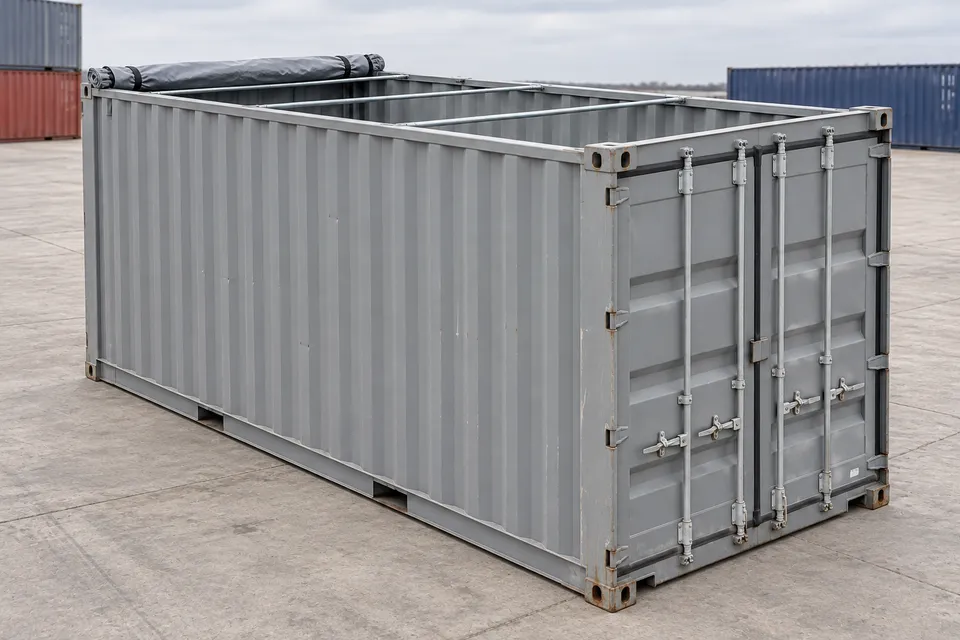 Container 20 Fuß Open Top · Gebraucht · sehr guter Zustand · Grau. Bild dieser Konfiguration. Der Anbieter bestätigt das konkrete Exemplar, seinen tatsächlichen Zustand und seine Ausstattung.