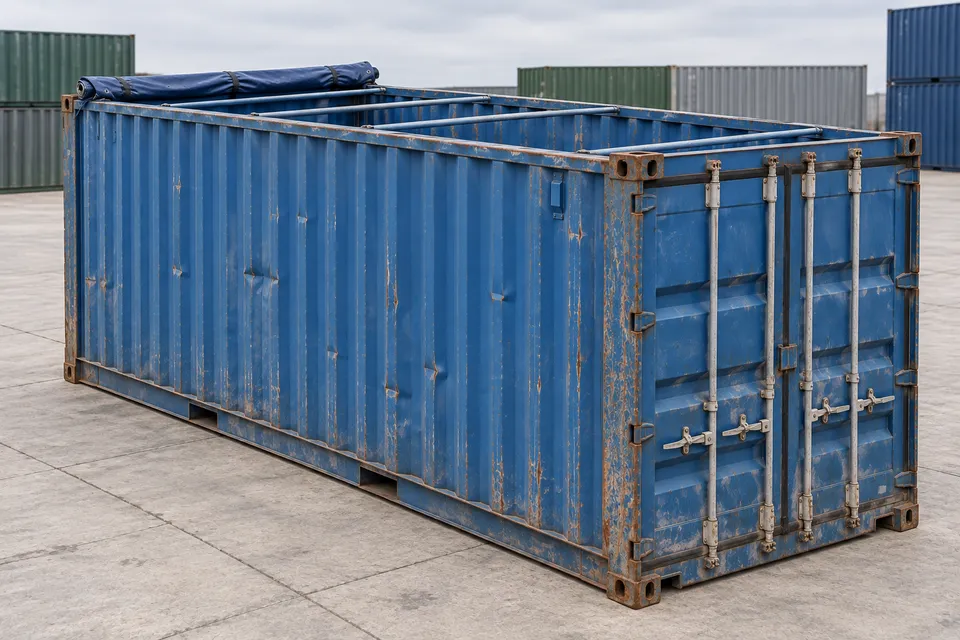 Container 20 ft Open Top · Second-hand · ultima cursă · Albastru. Imagine a acestei configurații. Furnizorul va confirma unitatea reală, starea și echipamentul acesteia.
