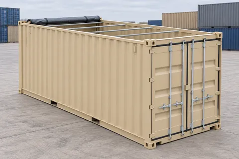 Container 20 pieds Open Top · Neuf · premier voyage · Beige. Visuel pour cette configuration. Le fournisseur confirmera l’exemplaire, son état réel et ses équipements.