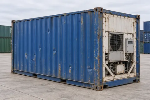 Container 20 pieds Frigorifique · Occasion · dernier voyage · Bleu. Visuel pour cette configuration. Le fournisseur confirmera l’exemplaire, son état réel et ses équipements.