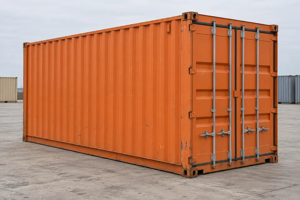 Container 20 pieds Standard · Occasion · très bon état · Orange. Visuel pour cette configuration. Le fournisseur confirmera l’exemplaire, son état réel et ses équipements.