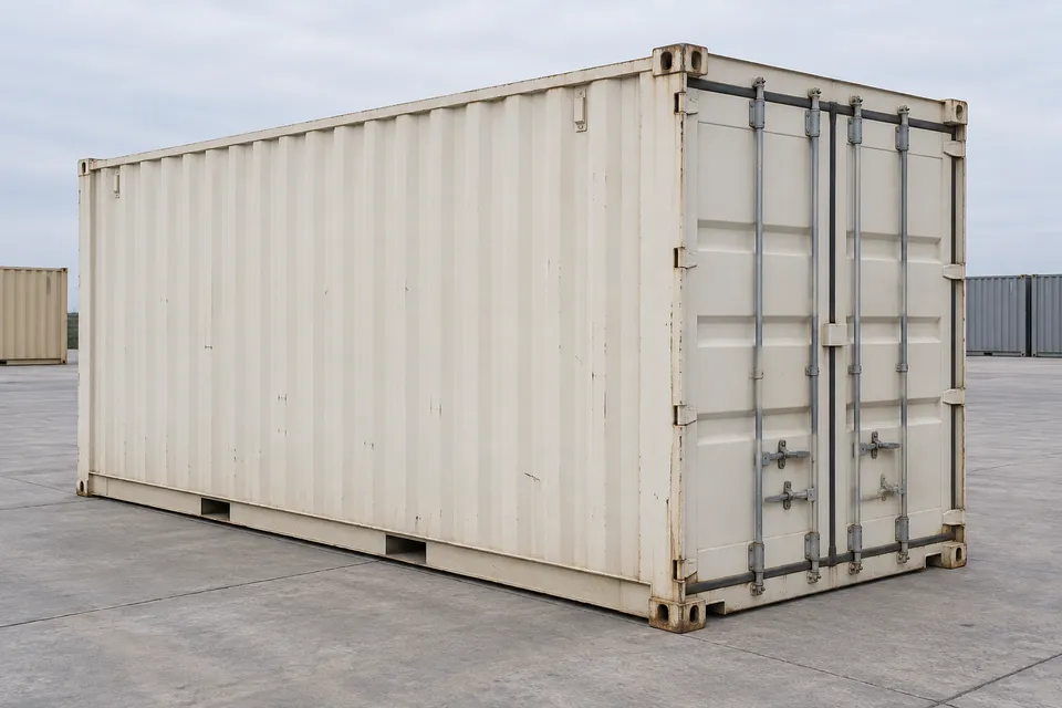 Container 20 Fuß Standard · Gebraucht · sehr guter Zustand · Weiß. Bild dieser Konfiguration. Der Anbieter bestätigt das konkrete Exemplar, seinen tatsächlichen Zustand und seine Ausstattung.