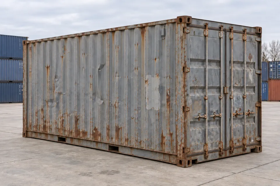 Container 20 pieds Standard · Occasion · dernier voyage · Gris. Visuel pour cette configuration. Le fournisseur confirmera l’exemplaire, son état réel et ses équipements.