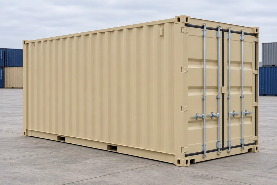 Container 20 Fuß Standard · Neu · One Trip · Beige. Bild dieser Konfiguration. Der Anbieter bestätigt das konkrete Exemplar, seinen tatsächlichen Zustand und seine Ausstattung.