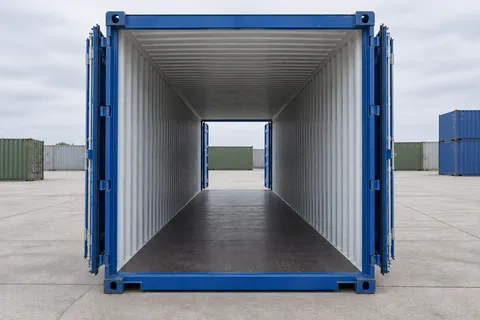 Container 40 pieds Double porte · Occasion · très bon état · Bleu. Visuel pour cette configuration. Le fournisseur confirmera l’exemplaire, son état réel et ses équipements.