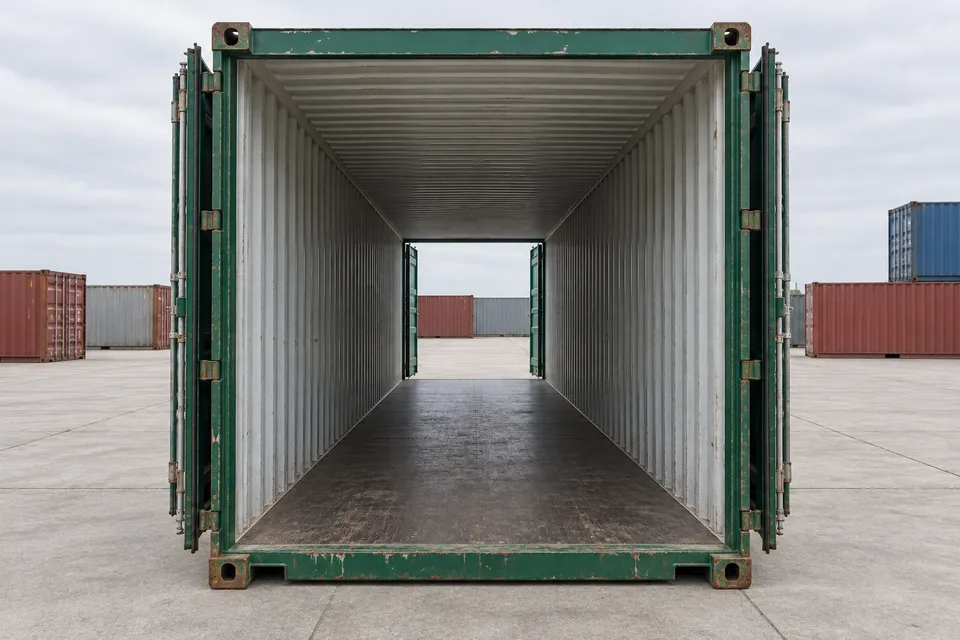 Container 40 voet Dubbele deur · Gebruikt · goede staat · Groen. Afbeelding van deze configuratie. De leverancier bevestigt het exemplaar, de werkelijke staat en de uitrusting.