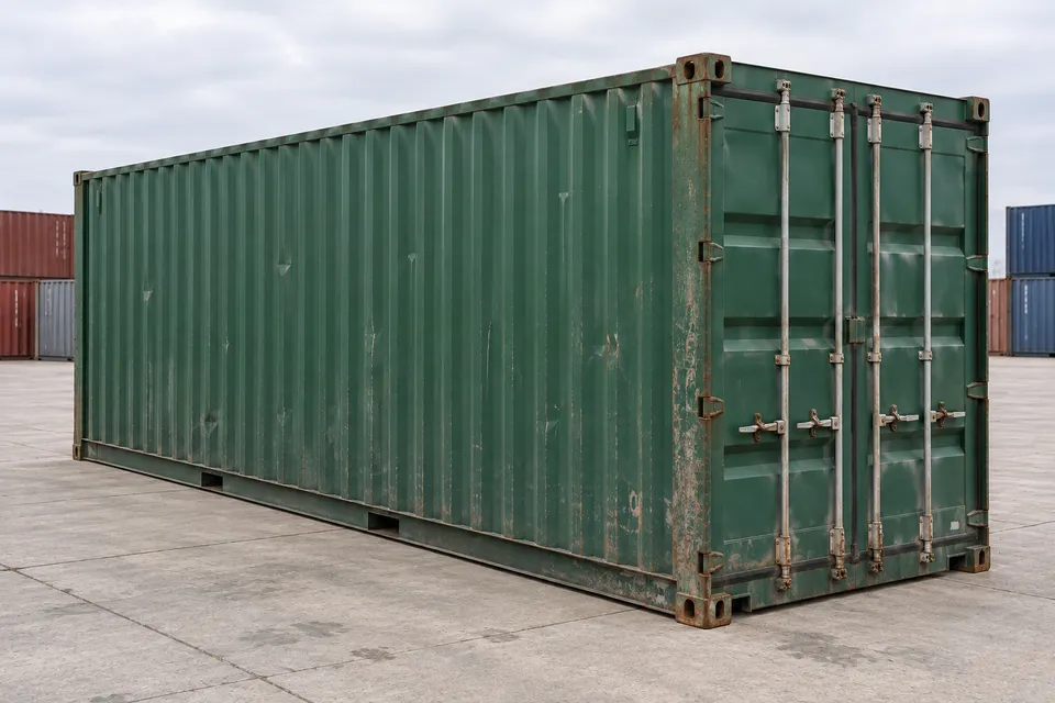 Container 40 pieds High Cube · Occasion · bon état · Vert. Visuel pour cette configuration. Le fournisseur confirmera l’exemplaire, son état réel et ses équipements.