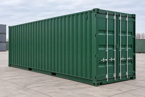 Container 40 voet High Cube · Nieuw · één reis · Groen. Afbeelding van deze configuratie. De leverancier bevestigt het exemplaar, de werkelijke staat en de uitrusting.