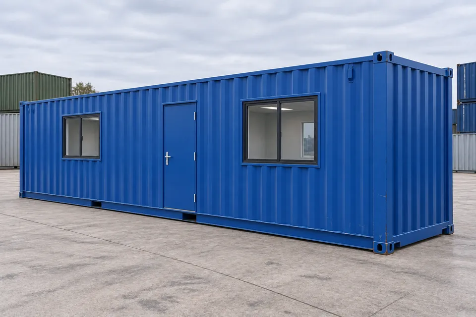 Container 40 pieds Bureau · Occasion · très bon état · Bleu. Visuel pour cette configuration. Le fournisseur confirmera l’exemplaire, son état réel et ses équipements.