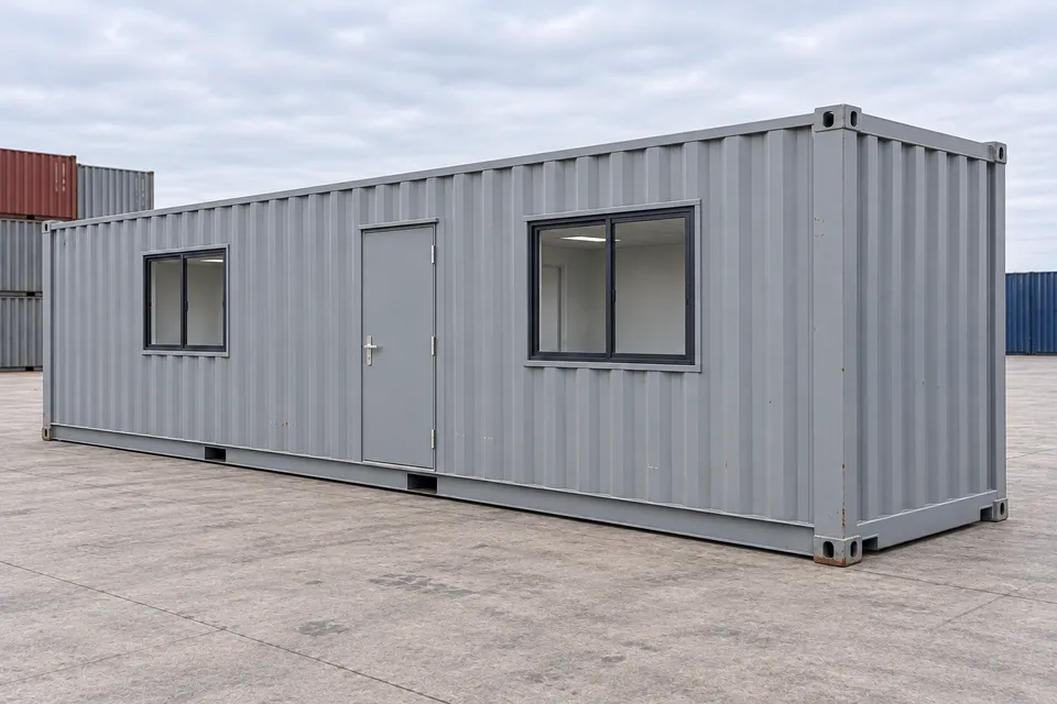 Container 40 Fuß Büro · Gebraucht · sehr guter Zustand · Grau. Bild dieser Konfiguration. Der Anbieter bestätigt das konkrete Exemplar, seinen tatsächlichen Zustand und seine Ausstattung.