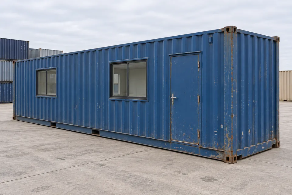 Container 40 pieds Bureau · Occasion · bon état · Bleu. Visuel pour cette configuration. Le fournisseur confirmera l’exemplaire, son état réel et ses équipements.