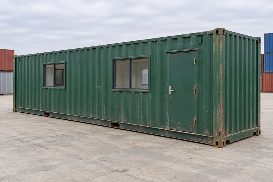 Container 40 pieds Bureau · Occasion · bon état · Vert. Visuel pour cette configuration. Le fournisseur confirmera l’exemplaire, son état réel et ses équipements.
