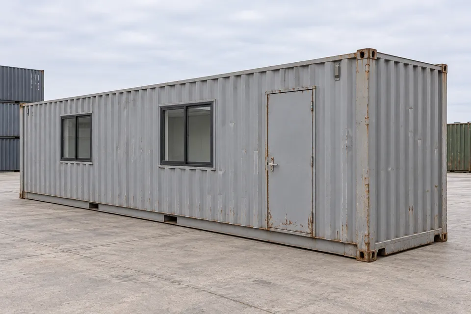 Container 40 Fuß Büro · Gebraucht · guter Zustand · Grau. Bild dieser Konfiguration. Der Anbieter bestätigt das konkrete Exemplar, seinen tatsächlichen Zustand und seine Ausstattung.