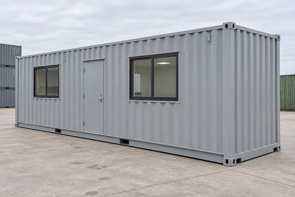 Container 40 voet Kantoor · Nieuw · één reis · Grijs. Afbeelding van deze configuratie. De leverancier bevestigt het exemplaar, de werkelijke staat en de uitrusting.