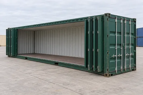 Container 40 pieds Ouverture latérale · Occasion · très bon état · Vert. Visuel pour cette configuration. Le fournisseur confirmera l’exemplaire, son état réel et ses équipements.