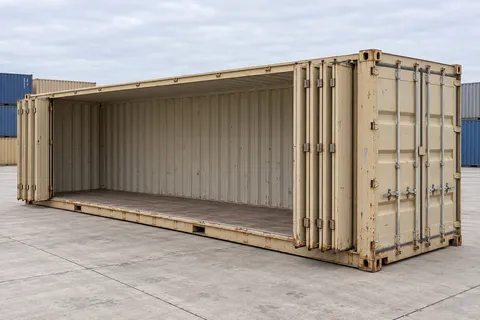 Container 40 pieds Ouverture latérale · Occasion · bon état · Beige. Visuel pour cette configuration. Le fournisseur confirmera l’exemplaire, son état réel et ses équipements.