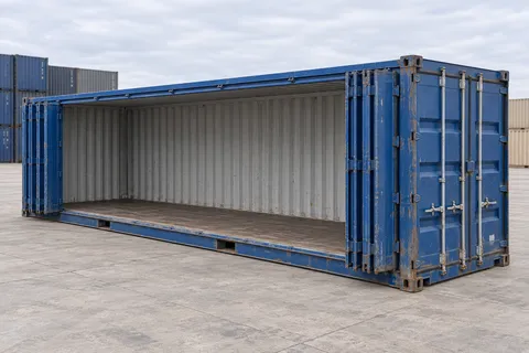 Container 40 pieds Ouverture latérale · Occasion · bon état · Bleu. Visuel pour cette configuration. Le fournisseur confirmera l’exemplaire, son état réel et ses équipements.
