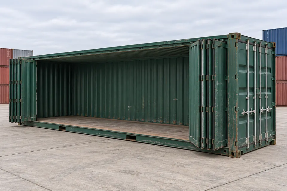 Container 40 pés Abertura lateral · Usado · bom estado · Verde. Imagem para esta configuração. O fornecedor confirmará a unidade, o seu estado real e o equipamento.