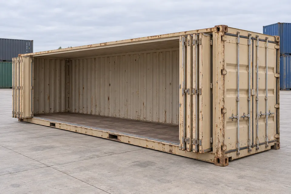 Container 40 voet Zijopening · Gebruikt · laatste reis · Beige. Afbeelding van deze configuratie. De leverancier bevestigt het exemplaar, de werkelijke staat en de uitrusting.