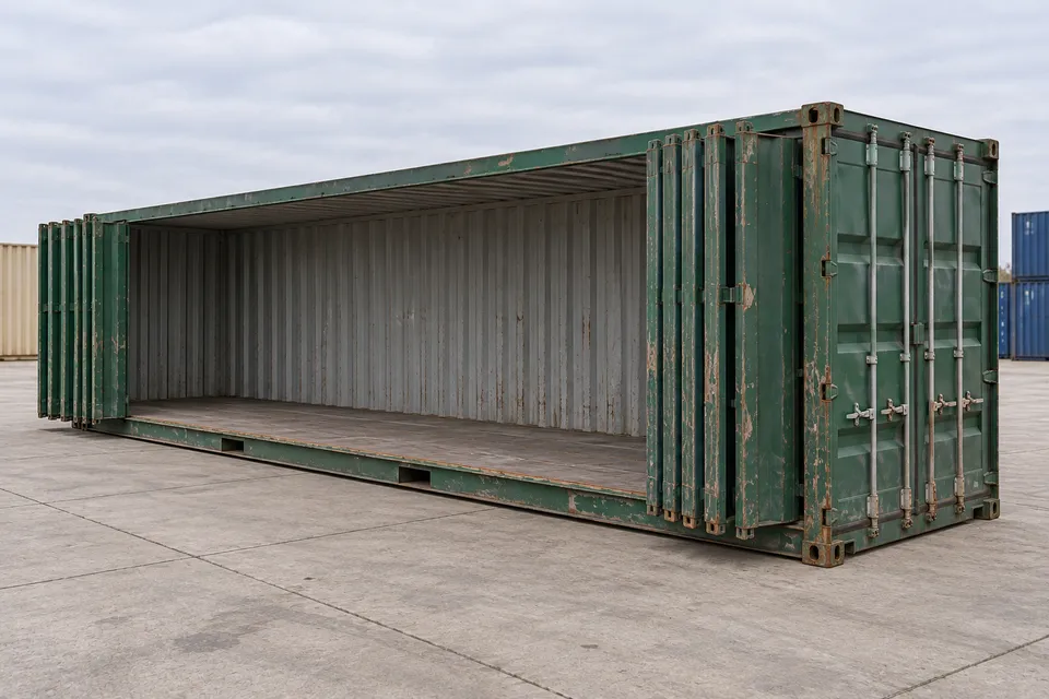 Container 40 voet Zijopening · Gebruikt · laatste reis · Groen. Afbeelding van deze configuratie. De leverancier bevestigt het exemplaar, de werkelijke staat en de uitrusting.