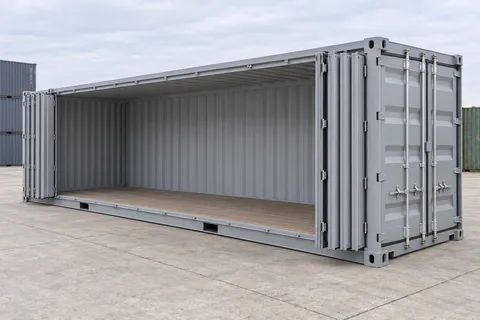 Container 40 pieds Ouverture latérale · Neuf · premier voyage · Gris. Visuel pour cette configuration. Le fournisseur confirmera l’exemplaire, son état réel et ses équipements.