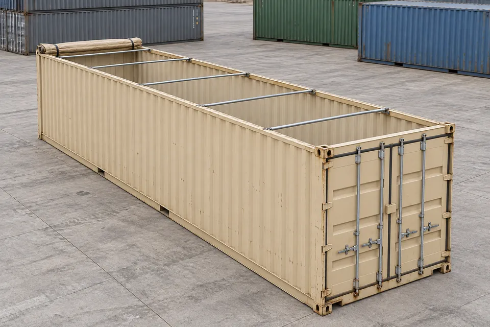 Container 40 Fuß Open Top · Gebraucht · sehr guter Zustand · Beige. Bild dieser Konfiguration. Der Anbieter bestätigt das konkrete Exemplar, seinen tatsächlichen Zustand und seine Ausstattung.