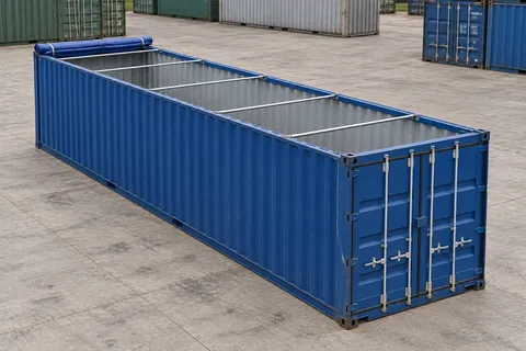 Container 40 pieds Open Top · Occasion · très bon état · Bleu. Visuel pour cette configuration. Le fournisseur confirmera l’exemplaire, son état réel et ses équipements.
