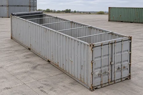 Container 40 pieds Open Top · Occasion · bon état · Gris. Visuel pour cette configuration. Le fournisseur confirmera l’exemplaire, son état réel et ses équipements.