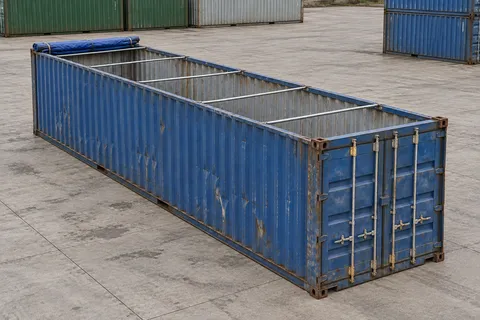 Container 40 pieds Open Top · Occasion · dernier voyage · Bleu. Visuel pour cette configuration. Le fournisseur confirmera l’exemplaire, son état réel et ses équipements.