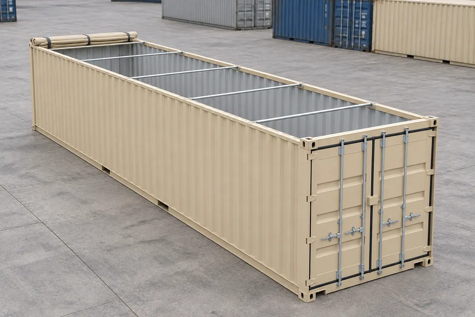 Container 40 piedi Open Top · Nuovo · primo viaggio · Beige. Immagine per questa configurazione. Il fornitore confermerà l’unità, le condizioni reali e le dotazioni.