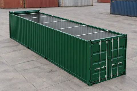 Container 40 pieds Open Top · Neuf · premier voyage · Vert. Visuel pour cette configuration. Le fournisseur confirmera l’exemplaire, son état réel et ses équipements.