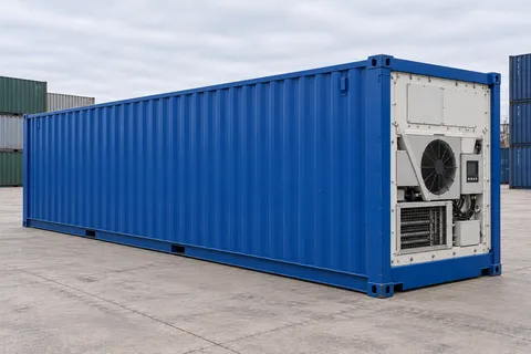 Container 40 pieds Frigorifique · Occasion · très bon état · Bleu. Visuel pour cette configuration. Le fournisseur confirmera l’exemplaire, son état réel et ses équipements.