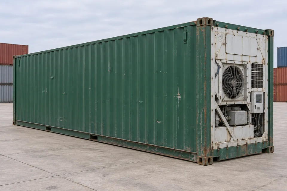 Container 40 voet Koelcontainer · Gebruikt · goede staat · Groen. Afbeelding van deze configuratie. De leverancier bevestigt het exemplaar, de werkelijke staat en de uitrusting.